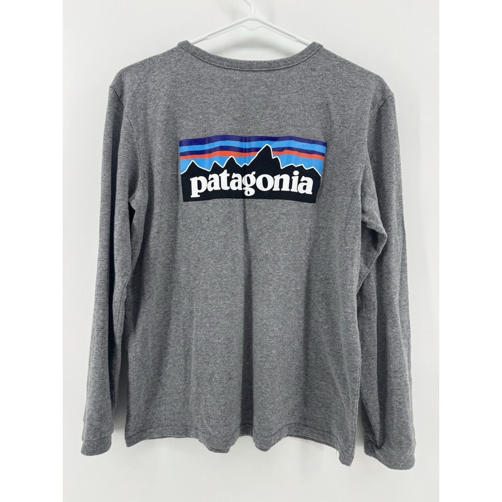 Patagonia Responsibili-tee Gray Logo Long Sleeve Shirt Men Size M